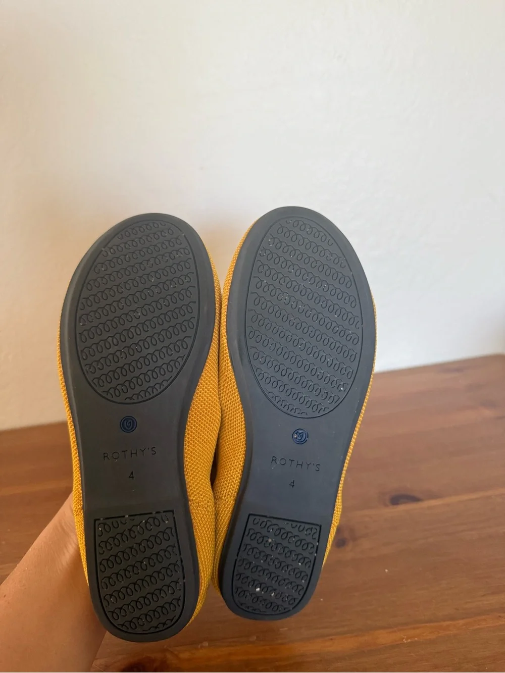 Rothy's Kids Yellow Slip-On Flats with Pink & Blue Accents